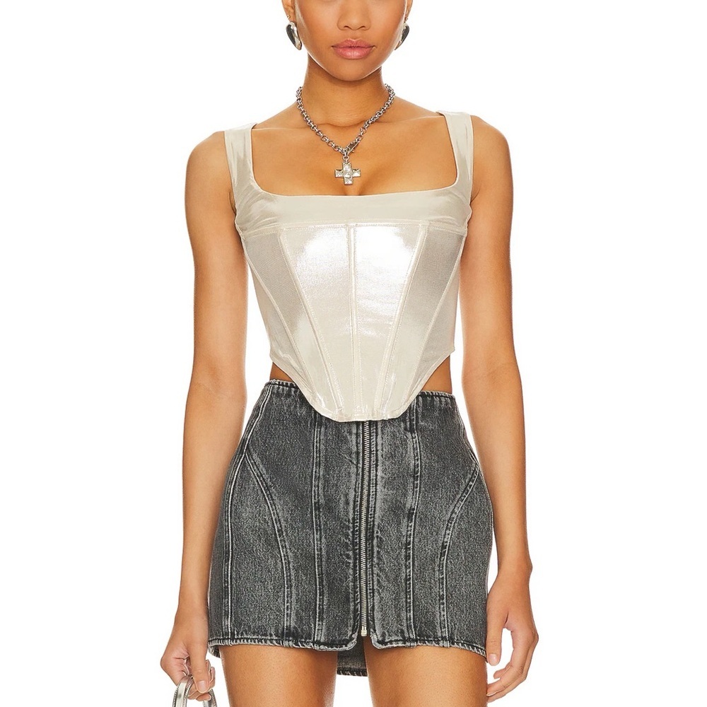 NWT Miaou Campbell Corset XS metallic gold silver top
